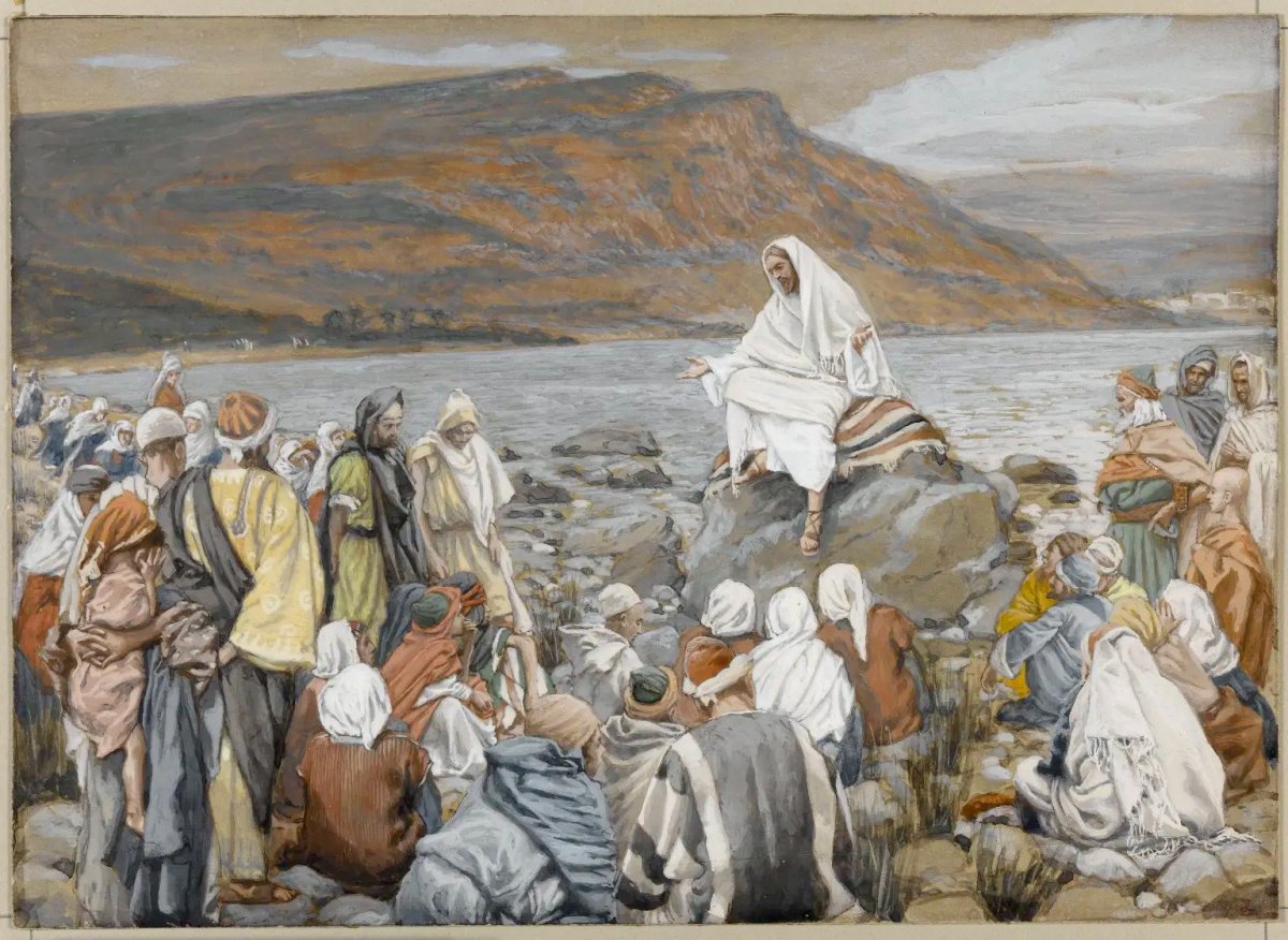 Jésus enseigne le peuple près de la mer