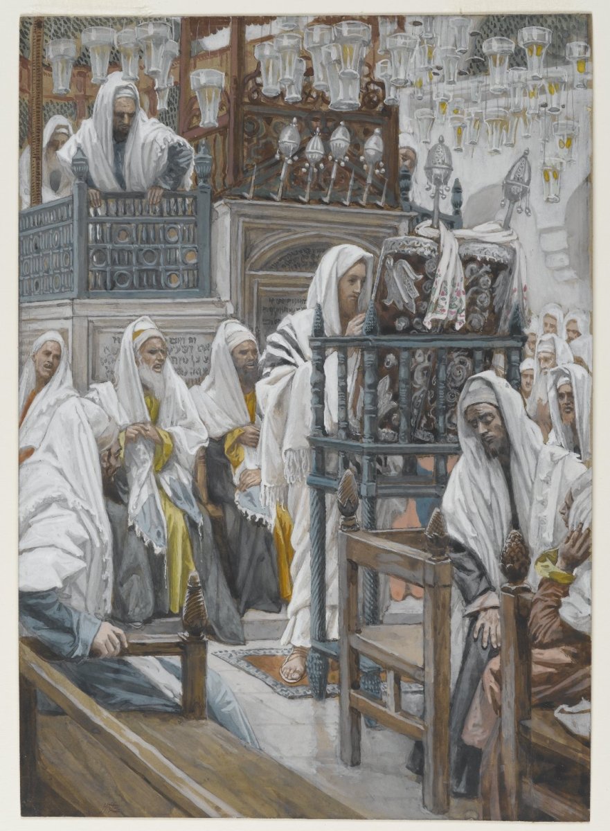 Jésus dans la synagogue déroule le livre